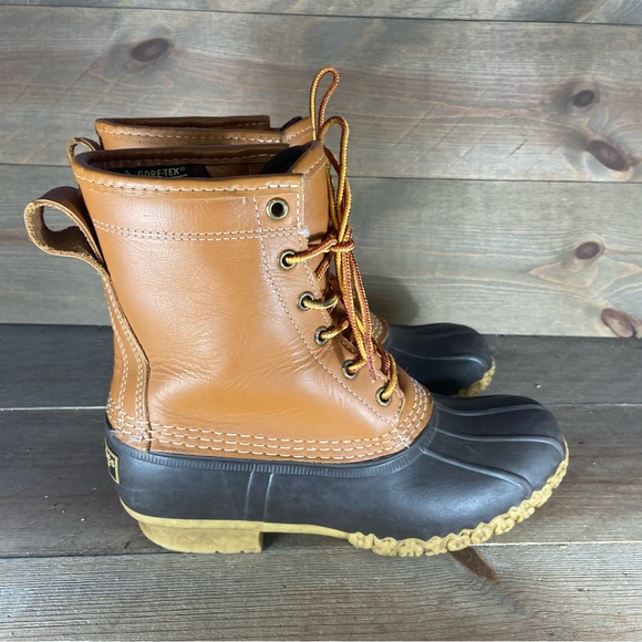 Ll Bean Womens size 6 duck boots brown waterproof hunting shoes - Picture 2 of 8